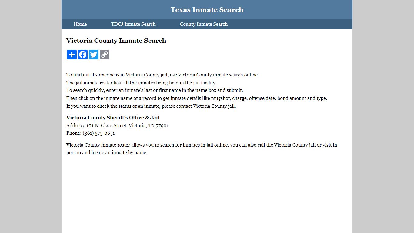 Victoria County Inmate Search